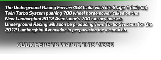 Underground Racing Twin Turbo Ferrari 458 Italia vs 2012 Lamborghini Aventador LP700-4